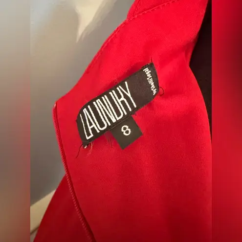 True Vintage Y2K Laundry Red Ruched Deep V Neck Gown w/ Spaghetti Straps sz 8