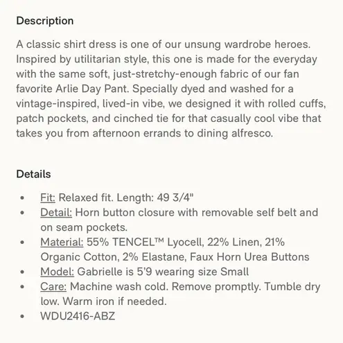 Faherty NEW Women's Arlie Short Sleeve Shirt Antique Bronze Midi Dress Size XS