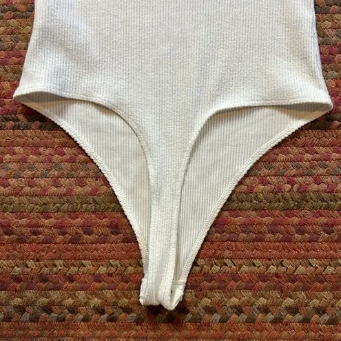 American Eagle  WHITE RIBBED TANK BODYSUIT ONE PIECE