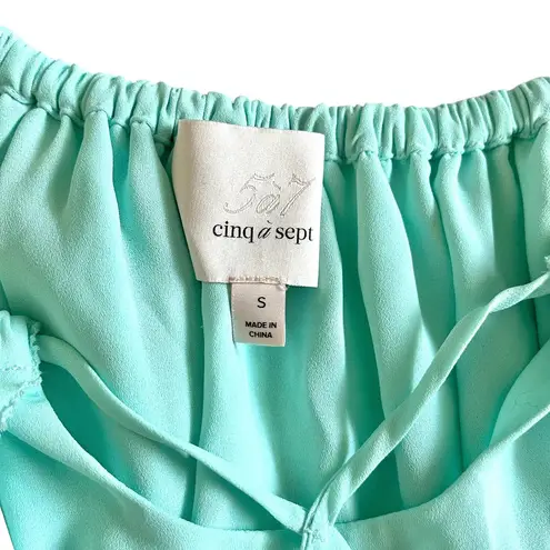 Cinq à Sept Cinq A Sept Carla Cold-Shoulder Crossover Halter Top in Aruba Light Aqua Blue