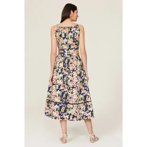 Something Navy Floral Cutout Sleeveless A-Line Midi Dress Size Small