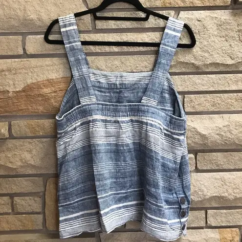 Carve Designs River Tank Top Cotton Linen Blend Blue chambray white xl