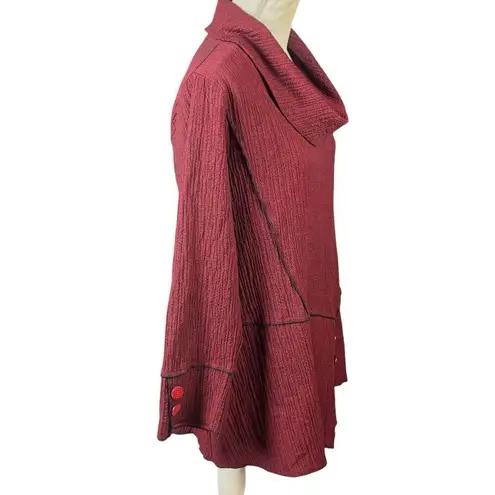 Habitat Clothes To Live In Tunic Size Medium Burgundy Cowl Neck Lagenlook Boho Red