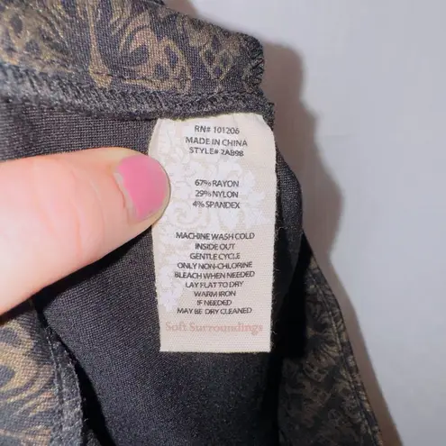 Soft Surroundings NWT Gold Leaf Print Ankle Length Pants size small