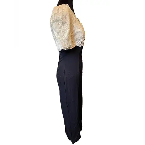 Scott McClintock Vintage Y2K Black White Goth Witchy Alt Formal Lace Maxi Dress Size 4