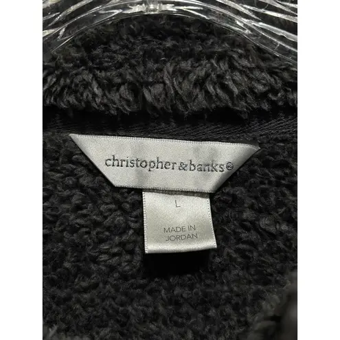 Christopher & Banks Christopher & Banks Gray Sherpa 1/4 Zip Up Pullover Size L Long Sleeve Pockets - Image 3