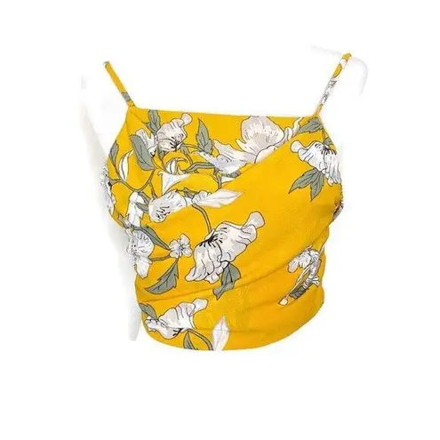 Goodnight Macaroon Crop Top Size S Yellow Floral Self Tie BOHO Chic Tropical