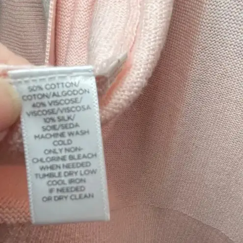 Ann Taylor  LOFT Pink‎ Silk Blend Cardigan Small Open Front Bell Sleeve Wrist Tie