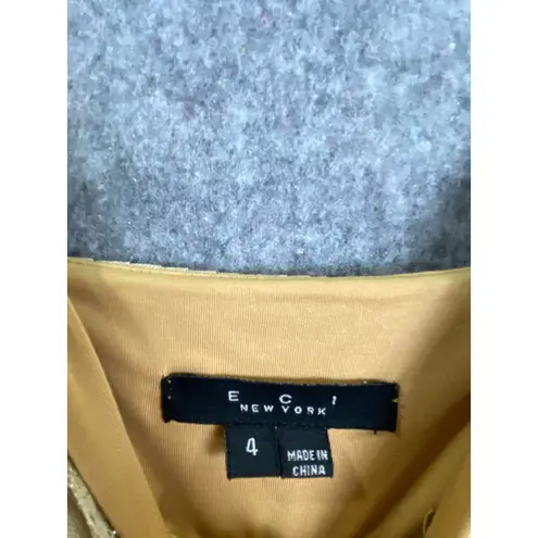 ECI New York Gold Embroidered Tulle Gown Dress Size 4 Evening Formal Party