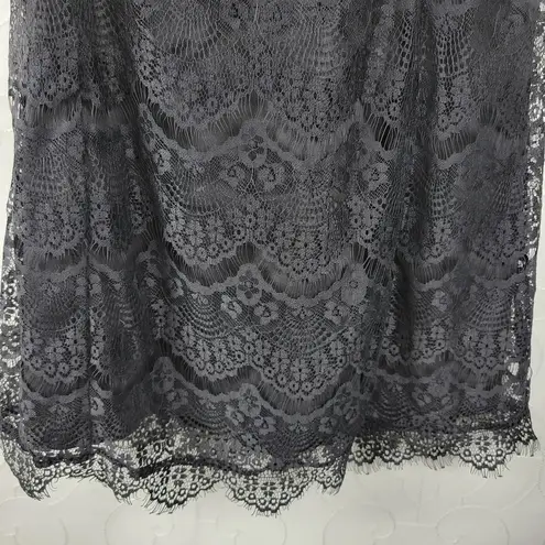 TCEC Women Dress Size M Black Eyelash Scallop Lace Sleeveless Open Back Cocktail