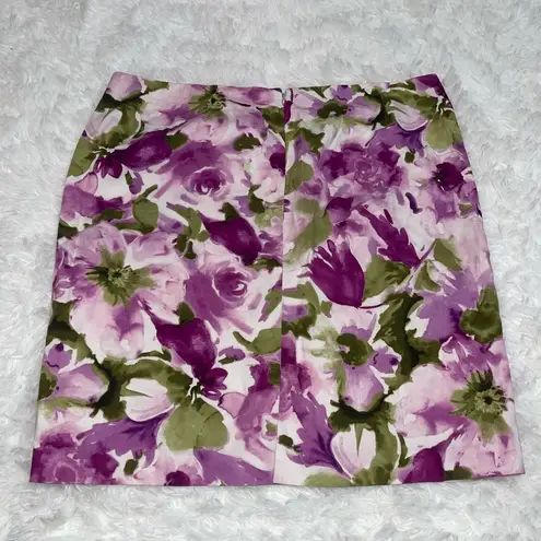 Jones Wear stretch purple floral pencil mini skirt woman’s size 16