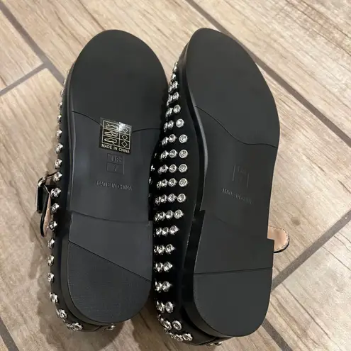 Flat Shoes Rhinestones Flats Studs Flats Strap Flats Espadrilles Loafers Mocasin Shoes Black Size 7