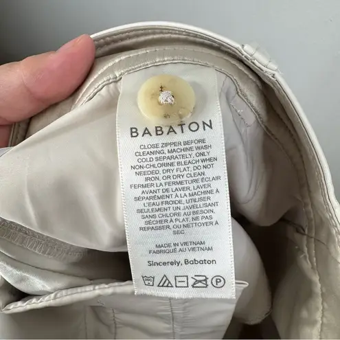 Babaton Cream Faux Leather Straight Leg Pants Size 2