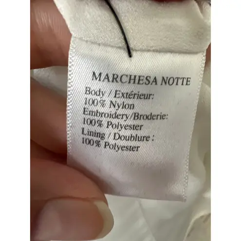 Marchesa Notte Off Shoulder Floral Lace Tiered Dress Size 4 Black