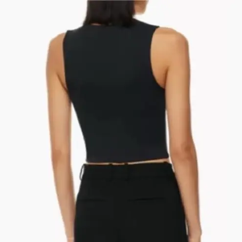 Babaton Aritzia Contour Cropped Muscle Tank Top Black High Neck Sz Medium