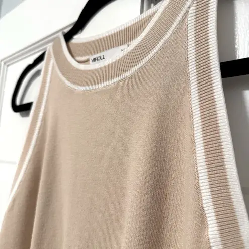 MIHOLL Ribbed Summer Racerback Tank Tops Sleeveless Halter Knit Cream Medium Tan