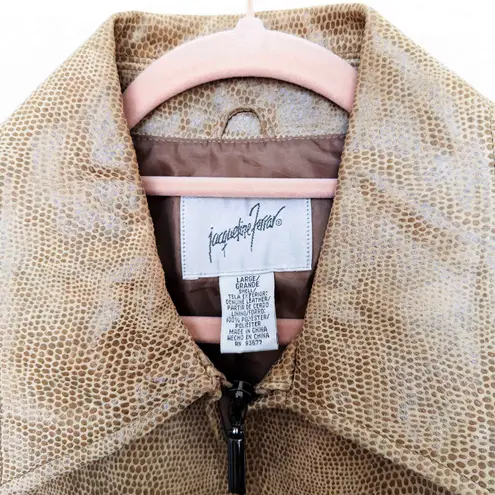 Jacqueline Ferrar Vintage 90s Jaqueline Ferrar Womens Leather Jacket Size L Tan Embossed Western