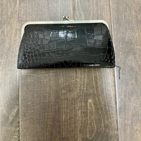 Black Faux Croc Wallet Clasp Frame | Accordion Card Slots | NWOT