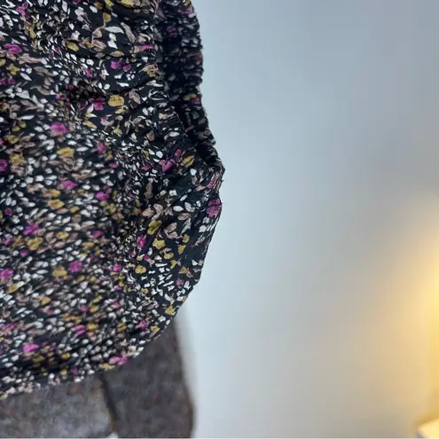 Lucy Paris Blouse Pull On Ruched fabric Semi Sheer Floral Fabric