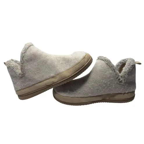 Dearfoams Dlux by Cozy Women's Beige & Gray Booties Slip-On Shoes Size XL