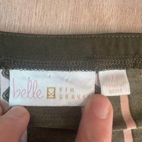 Belle by Kim Gravel Top Women’s 3X Orange Black Geo Print 3/4 Sleeve Blouse