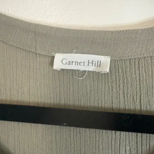 Garnet Hill Embroidered Top Organic Cotton Green Boho Peasant Style M