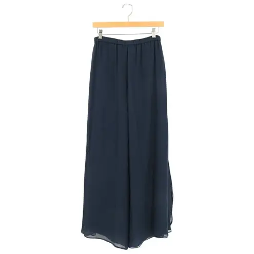 St. John NWT Evening Chiffon Silk Layered Wide Leg Navy Dress Pants 10