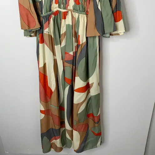 Cult Gaia Anysia Light Lava Midi Dress Bell Sleeve Womens XS New