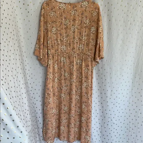 American Eagle Outfitters Tan Floral Midi Dress White Size 0/S