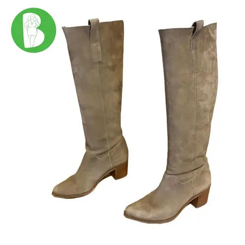 Steven By Steve Madden TAUPE BROWN SUEDE HEELED CALF HIGH BOOTS (7)