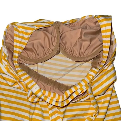 Lands' End Women's Halter Tankini Top Size 14 Yellow Striped Beachwear