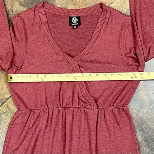 Bobeau Burgundy Mini Long Sleeve Wrap Sweater Dress Large