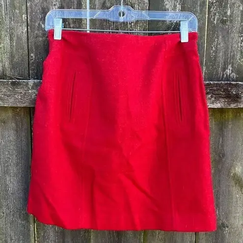 Talbots  Red Wool Blend Pencil Skirt | 4 Petite