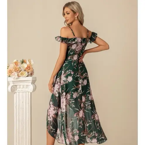 JJ's House JJ’s House Ruffle Sweetheart Spaghetti Straps A-Line Chiffon Midi Dress Sz XL