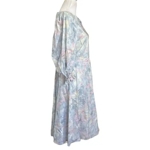 Selkie NWT The Sunroom Dress Monet Print Women’s Size 8 Puff Sleeve Cotton Blue