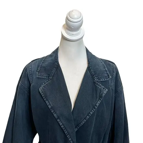 IRO Denim Oversized Jacket Belted Delicacy Faded Dark Blue Women Size FR36 US 2