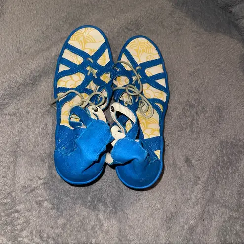 Fly London Blue Sandals with Strappy Design and Open-Toe Style size 7.5