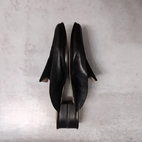 Gunmetal Carlen Black Slip On Low Block Heel Textured Vamp Classic Mules 8½ 8.5