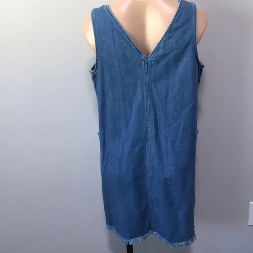 Old Navy  Denim Jean Jumper Dress Frayed Medium