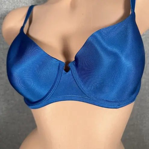 H&M  34D Bra Blue Satin Look Back Closure Adjustable Underwire Smooth Womens