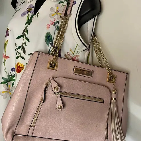 Andrew Marc Cream Leather Tote Bag