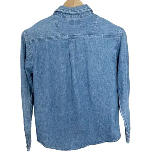 Bill Blass Jean denim embroidered Button Down Shirt size S