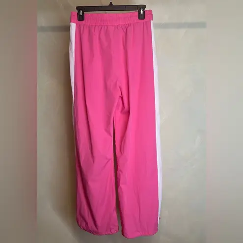 OTOS Activewear Womens Barbie Pink stripe Nylon W/Drawstring Ankle pants|Size:L Size L