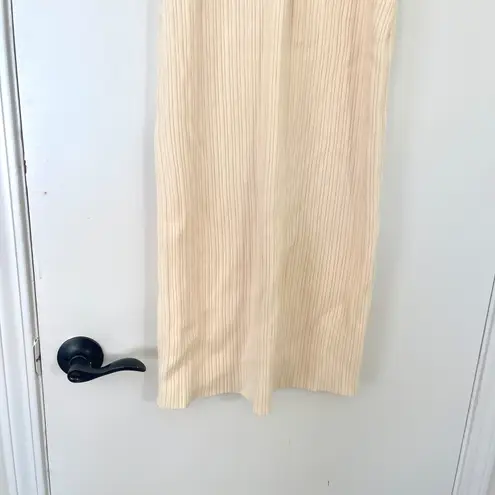 FORE Ribbed Knit Strapless Midi Dress Slit Size Small Cream Twist Front Evening