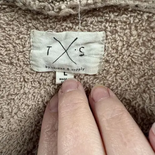 T&S Womens Cozy Boucle Open Front Cardigan with Pockets Taupe Large Tan