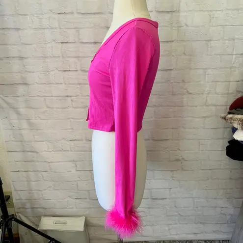 Boutique NEW Pink Feathered Cardigan
