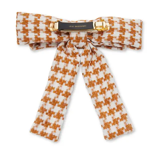 Lele Sadoughi NWT  CEDAR TWEED ACORN PEARL ANTOINETTE BOW BARRETTE