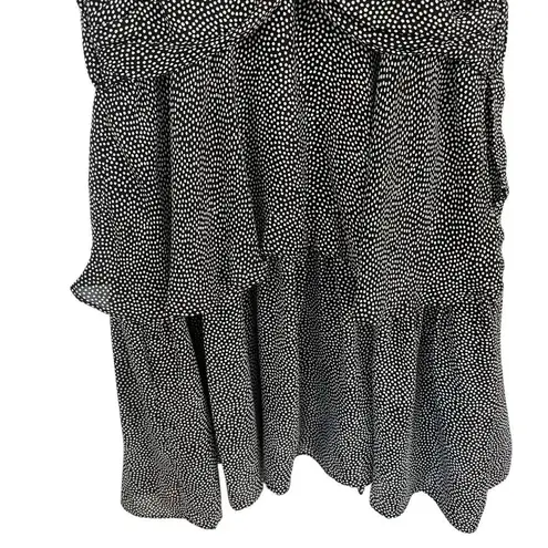 ALC Frank ALC Black Silk Mini Dress White Polka Dot Ruffled Peplum Tiered