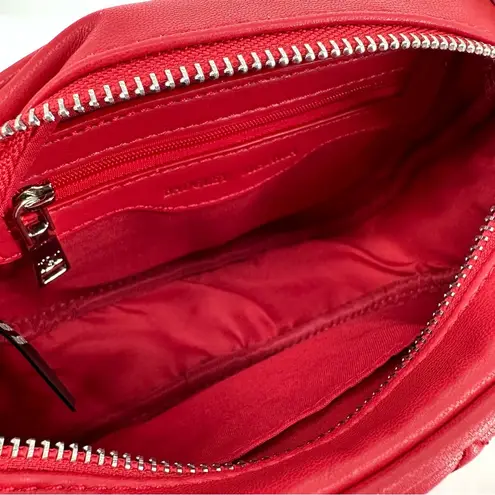 Badgley Mischka Red Diamond Quilted Camera Crossbody Bag with Pearls NWT