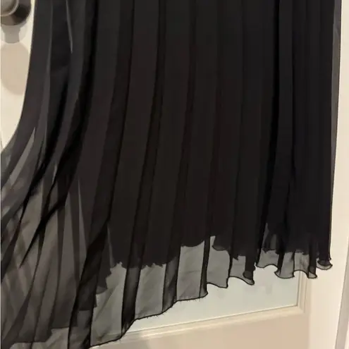 XScape Black Pleated Chiffon Evening Gown – Padded Bodice, Sheer Cutouts, Size 6